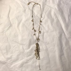 Ellen Tracy gold tone topaz & pearl necklace